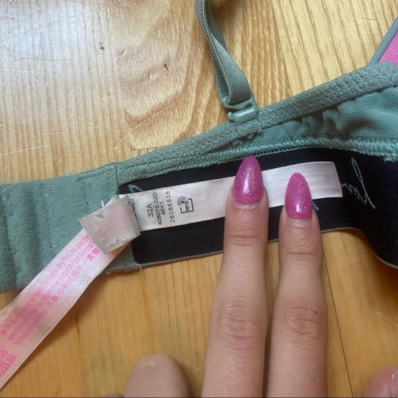PINK pale green/teal Push-Up Bra. Size 32A. - Picture 4 of 4